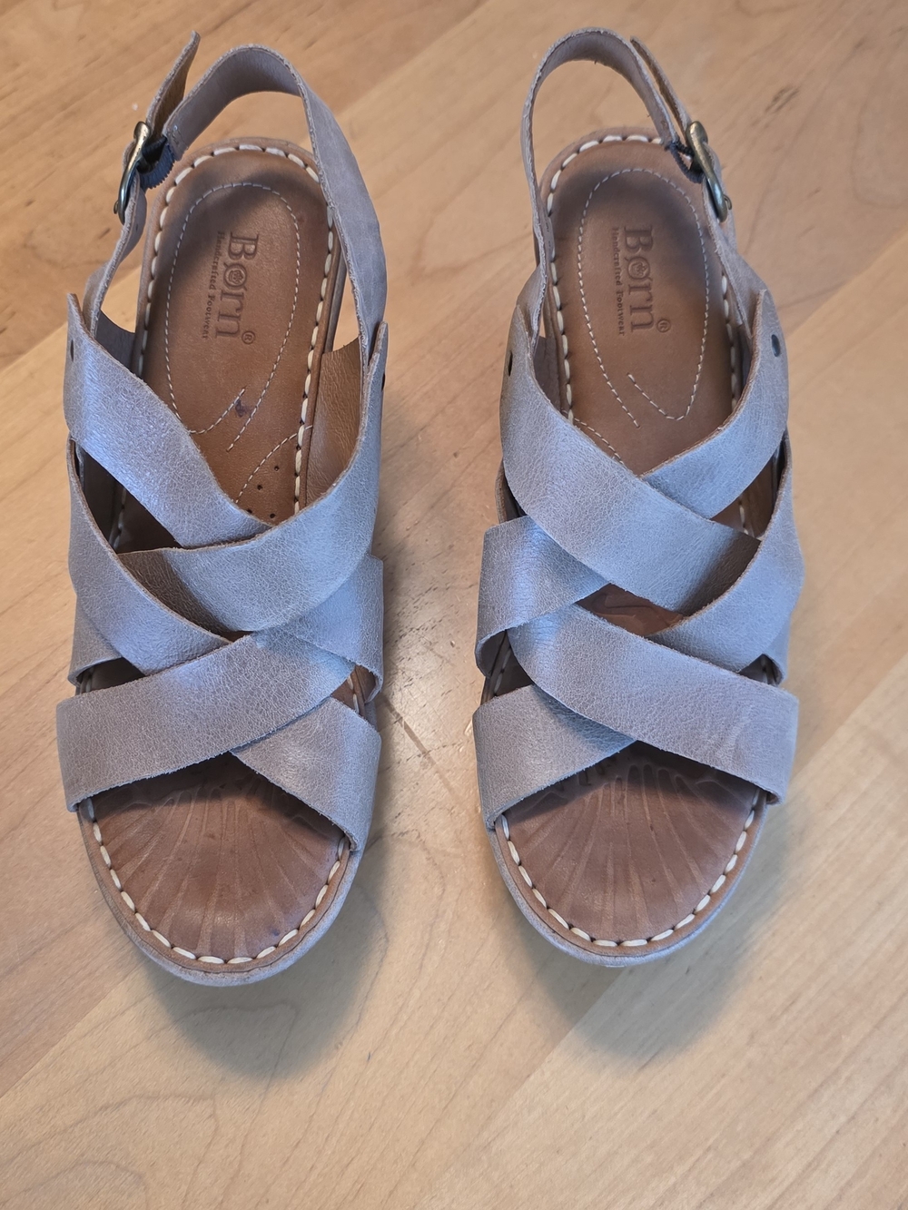 Born Light Taupe Suede Crisscross Slingback Sandals